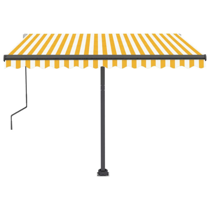 Copertină autonomă retractabilă automat galben&alb 300x250 cm