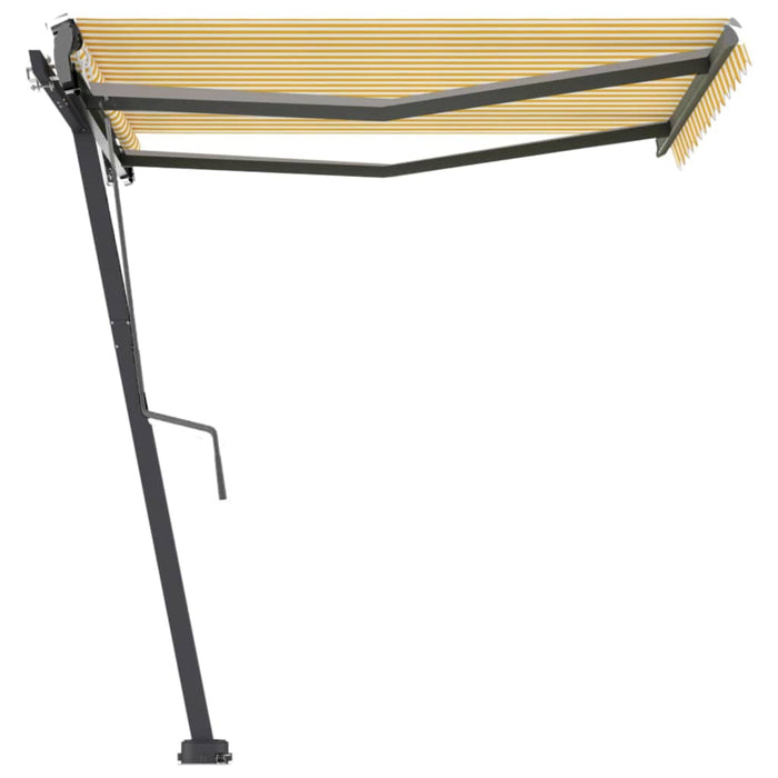 Copertină autonomă retractabilă automat galben&alb 300x250 cm