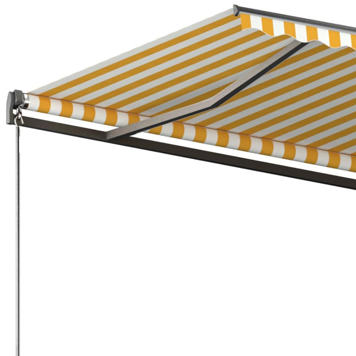 Copertină autonomă retractabilă automat galben&alb 300x250 cm