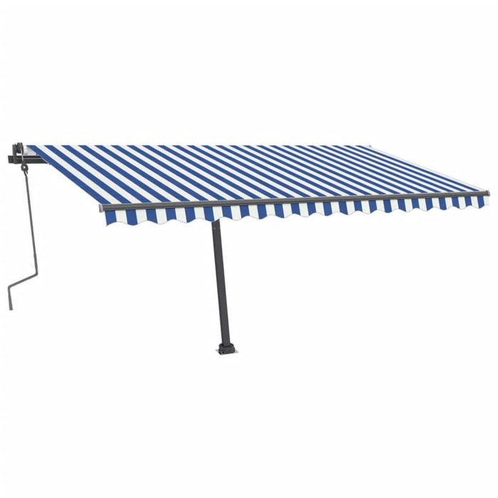 Copertină retractabilă manual cu LED, albastru&alb, 400x300 cm