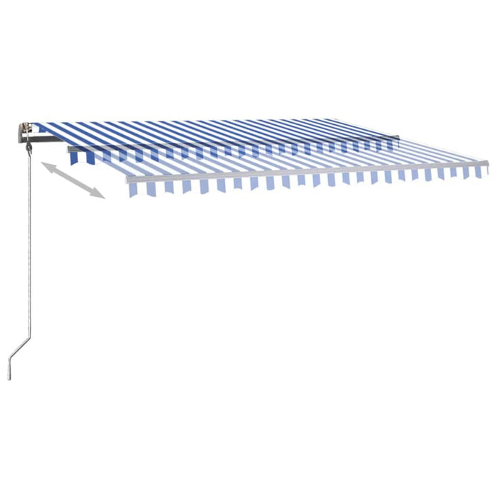 Copertină retractabilă manual cu LED, albastru&alb, 400x300 cm