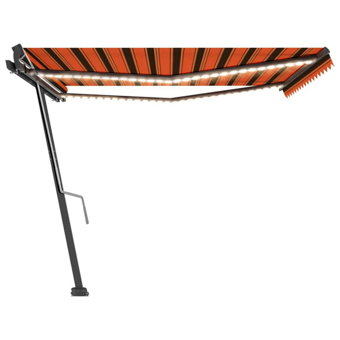 Copertină retractabilă manual cu LED portocaliu&maro 400x300 cm