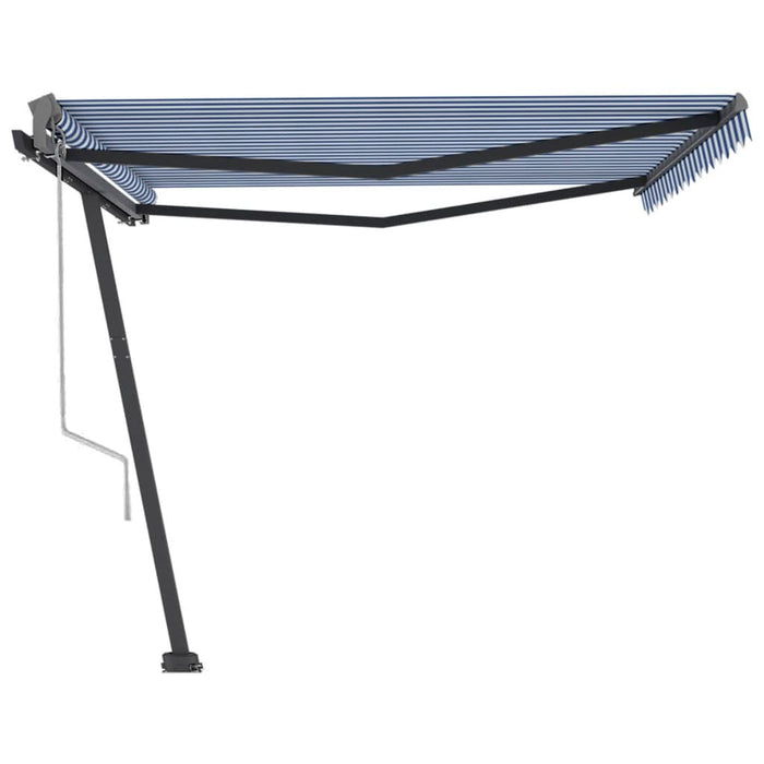 Copertină autonomă retractabilă automat albastru&alb 450x300 cm