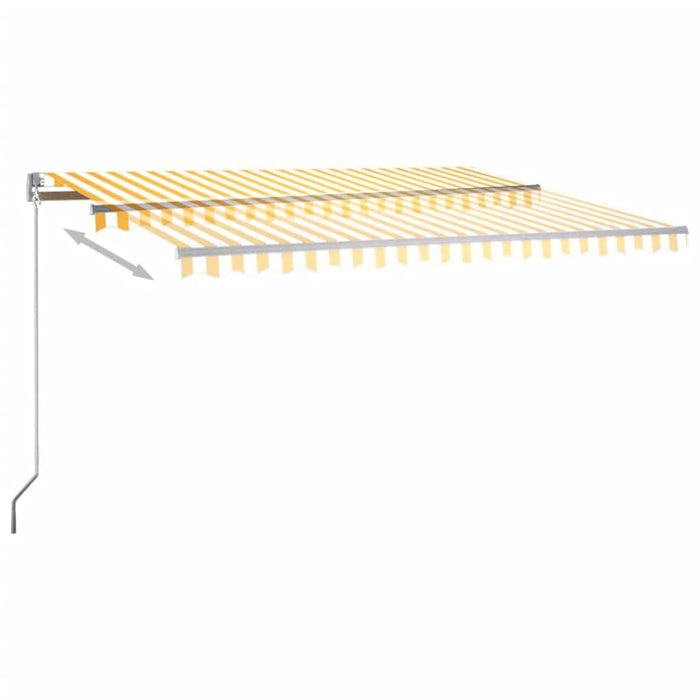 Copertină autonomă retractabilă automat galben&alb 450x300 cm