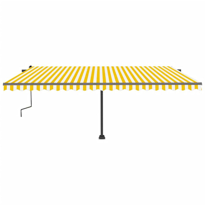 Copertină retractabilă manual cu LED, galben și alb, 500x300 cm