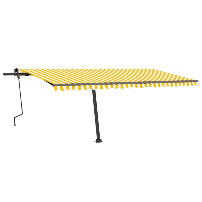 Copertină retractabilă manual cu LED, galben și alb, 500x300 cm