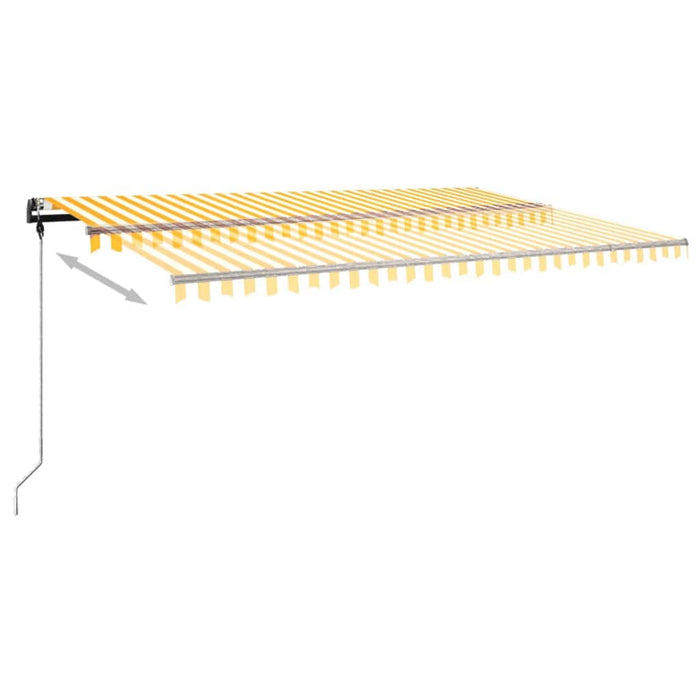 Copertină retractabilă manual cu LED, galben și alb, 500x300 cm