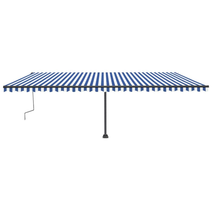 Copertină autonomă retractabilă manual albastru/alb 600x300 cm