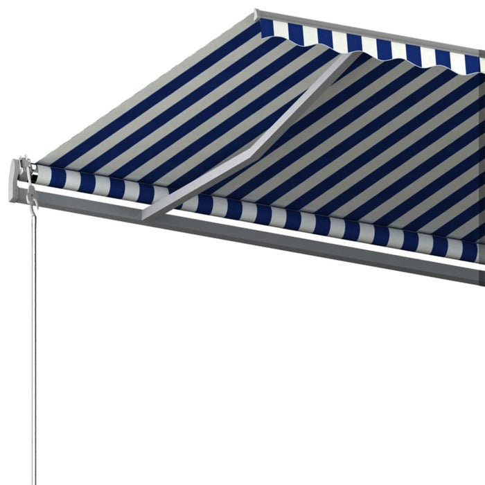 Copertină autonomă retractabilă manual albastru/alb 600x300 cm