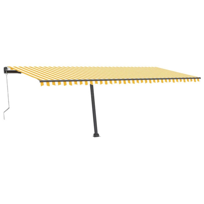 Copertină autonomă retractabilă automat galben&alb 600x300 cm