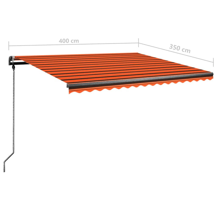 Copertină retractabilă manual, portocaliu și maro, 400x350 cm