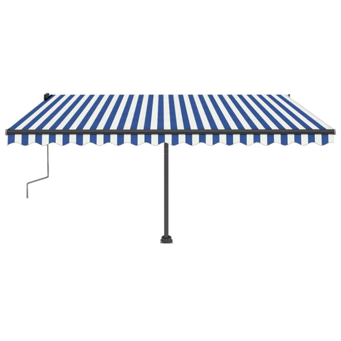 Copertină retractabilă manual cu LED, albastru/alb, 400x350 cm