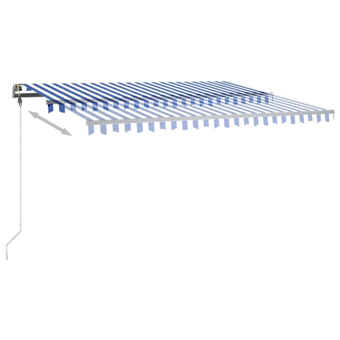 Copertină retractabilă manual cu LED, albastru/alb, 400x350 cm