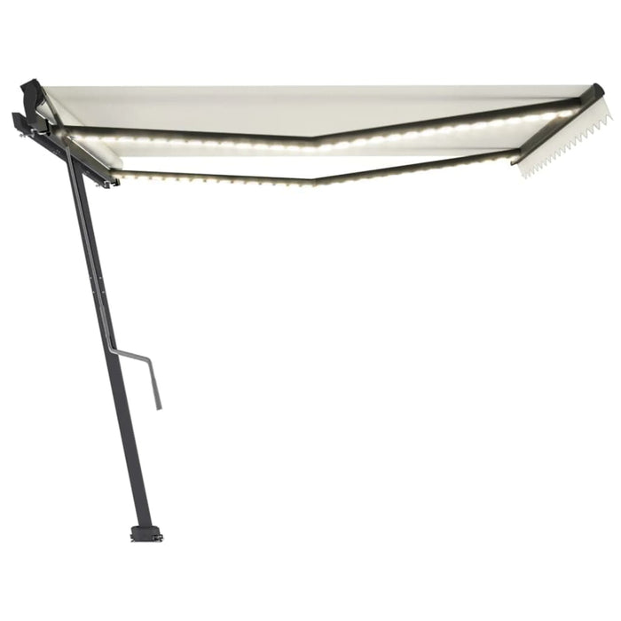 Copertină retractabilă manual cu LED, crem, 400x350 cm