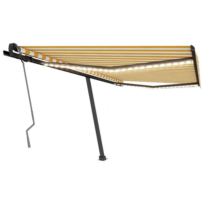 Copertină retractabilă manual cu LED, galben și alb, 400x350 cm