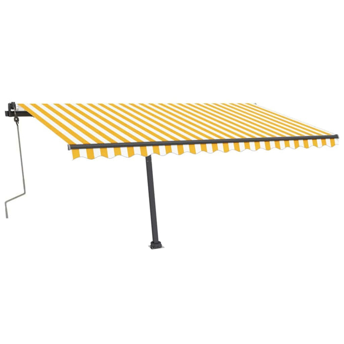 Copertină retractabilă manual cu LED, galben și alb, 400x350 cm