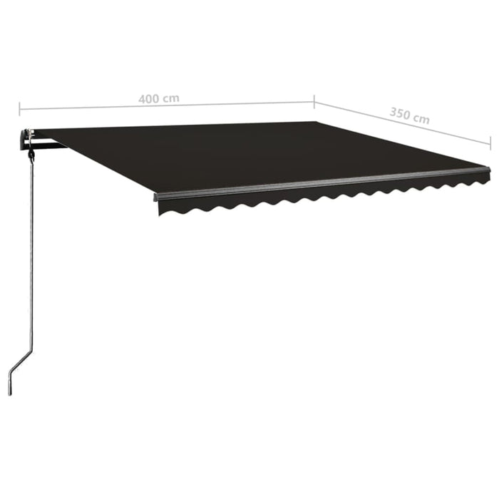 Copertină retractabilă manual cu LED, antracit, 400x350 cm