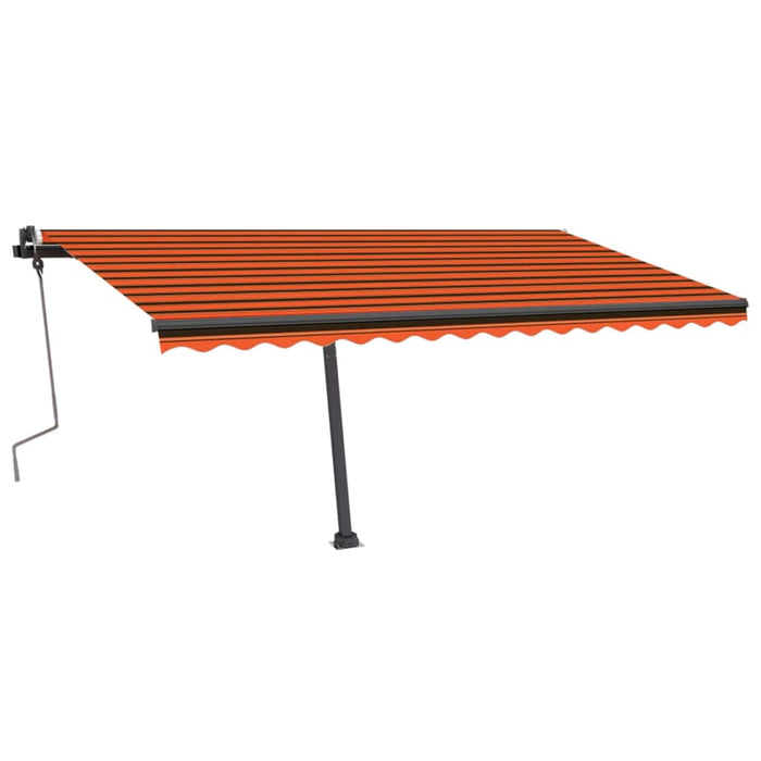 Copertină retractabilă manual, LED, portocaliu/maro, 400x350 cm