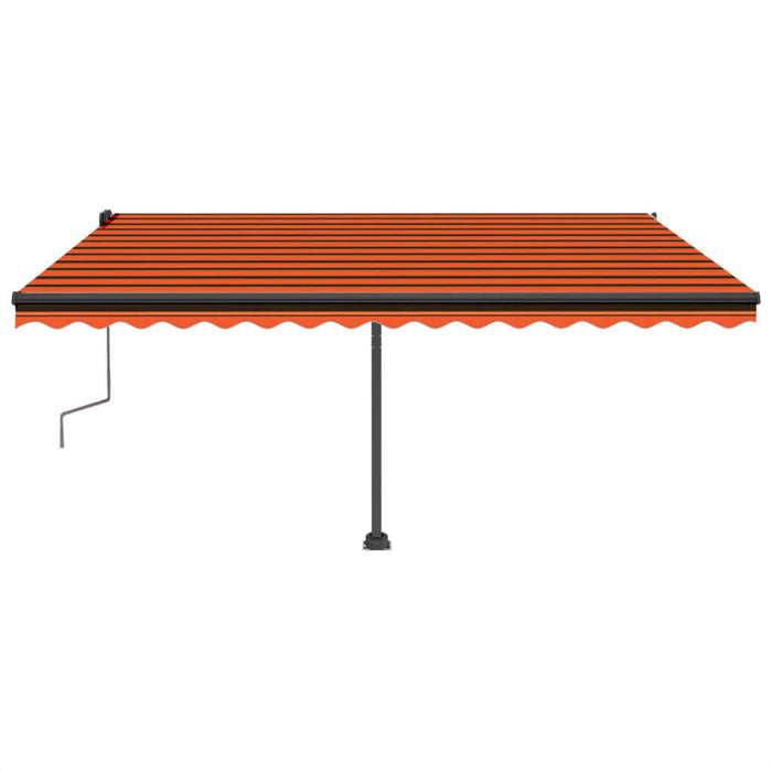 Copertină retractabilă manual, LED, portocaliu/maro, 400x350 cm