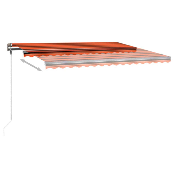 Copertină retractabilă manual, LED, portocaliu/maro, 400x350 cm