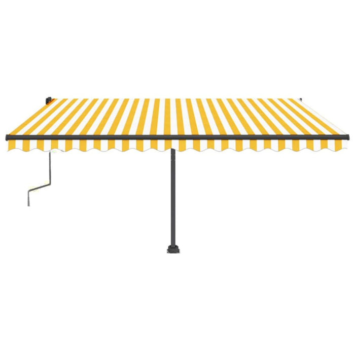 Copertină retractabilă manual cu LED, galben și alb, 450x350 cm