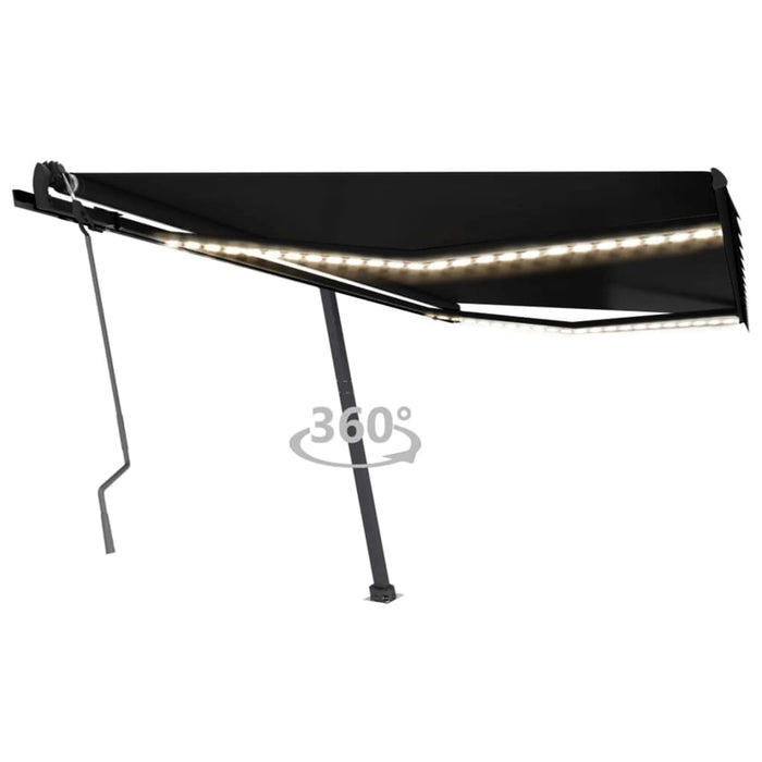 Copertină retractabilă manual cu LED, antracit, 450x350 cm