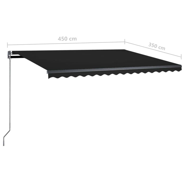 Copertină retractabilă manual cu LED, antracit, 450x350 cm