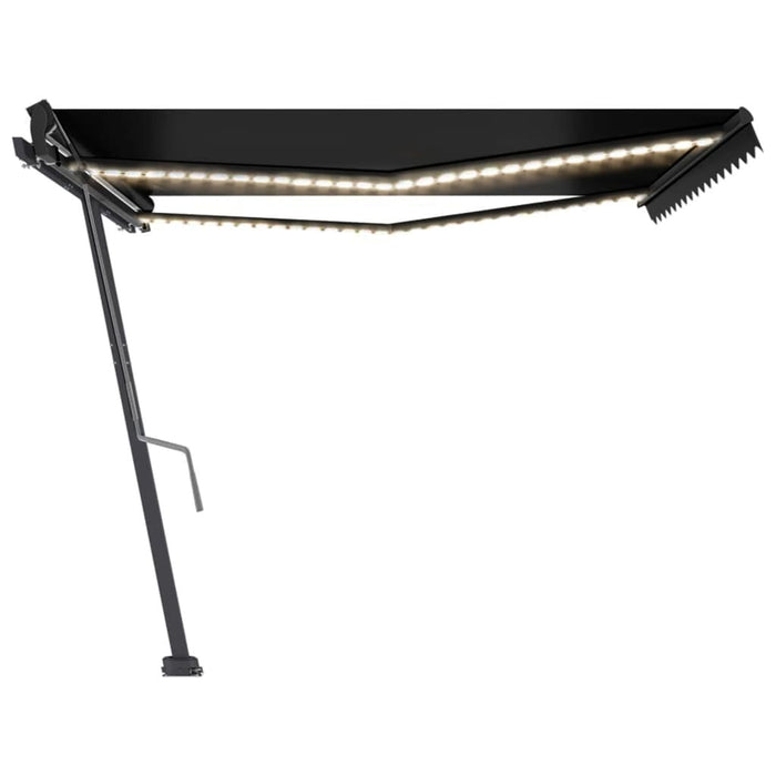 Copertină retractabilă manual cu LED, antracit, 450x350 cm