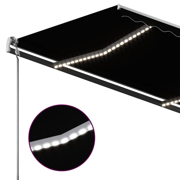 Copertină retractabilă manual cu LED, antracit, 450x350 cm