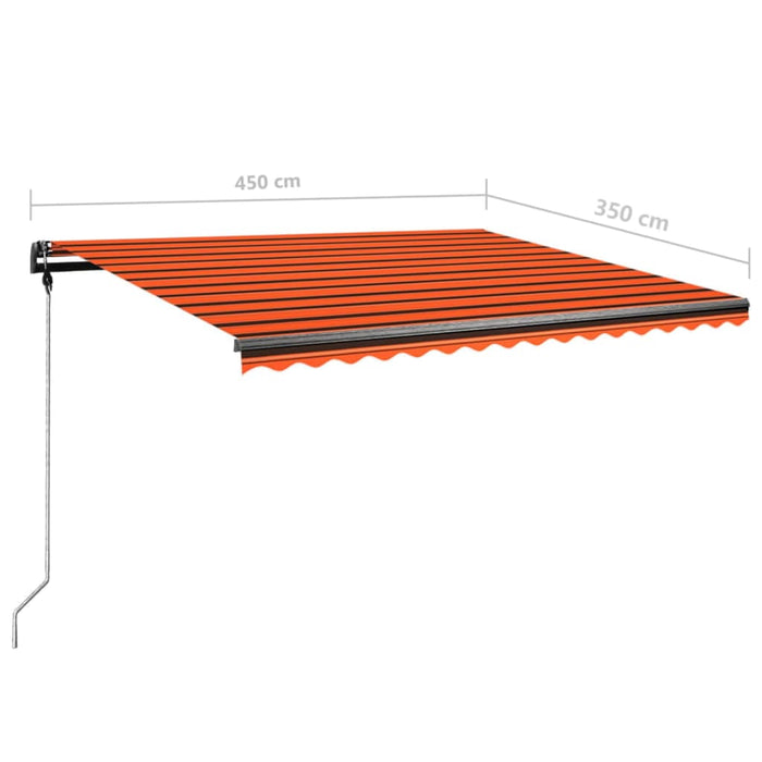 Copertină retractabilă manual, LED, portocaliu/ maro 450x350 cm