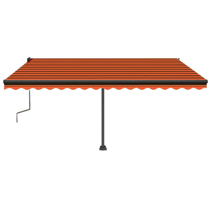 Copertină retractabilă manual, LED, portocaliu/ maro 450x350 cm