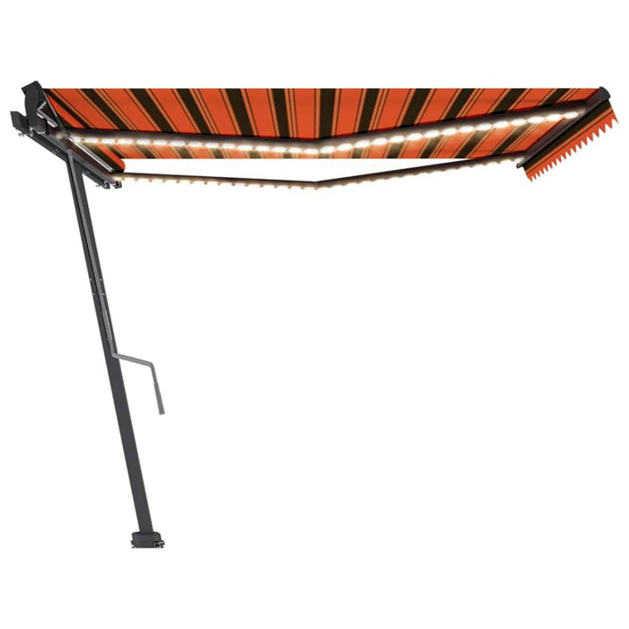 Copertină retractabilă manual, LED, portocaliu/ maro 450x350 cm