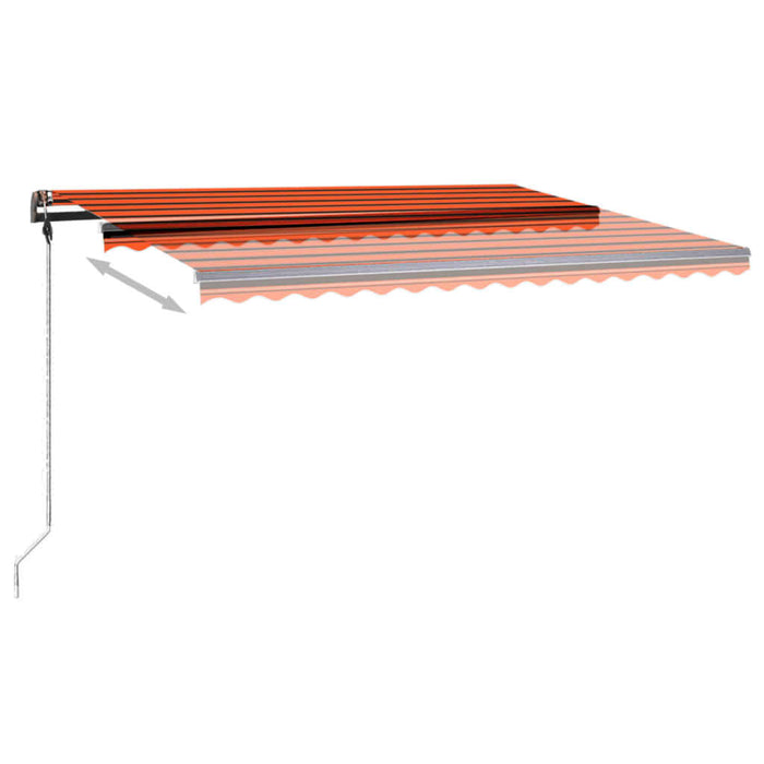 Copertină retractabilă manual, LED, portocaliu/ maro 450x350 cm