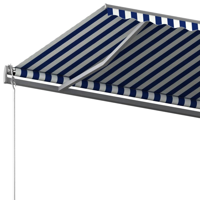 Copertină autonomă retractabilă manual, albastru&alb 500x350 cm