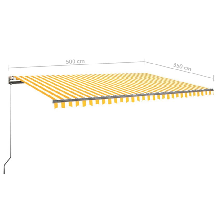 Copertină autonomă retractabilă manual galben/alb 500x350 cm