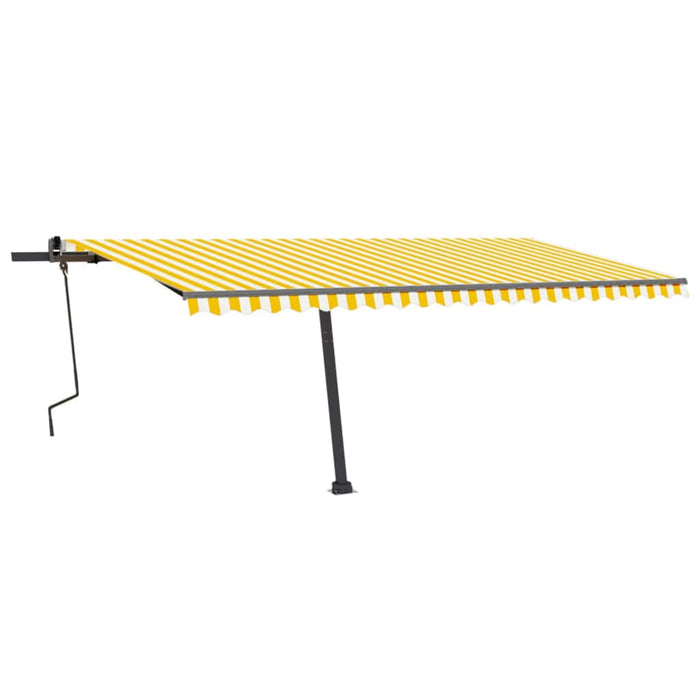 Copertină autonomă retractabilă manual galben/alb 500x350 cm