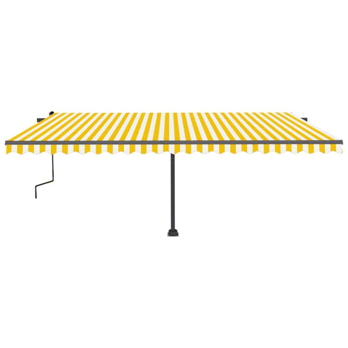 Copertină autonomă retractabilă manual galben/alb 500x350 cm