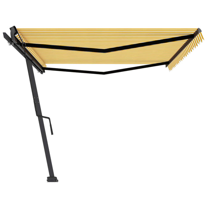 Copertină autonomă retractabilă manual galben/alb 500x350 cm