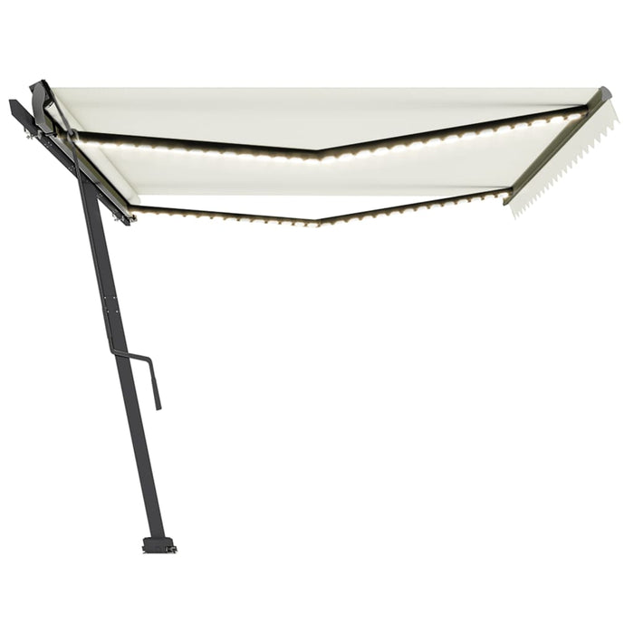 Copertină retractabilă manual cu LED, crem, 500x350 cm