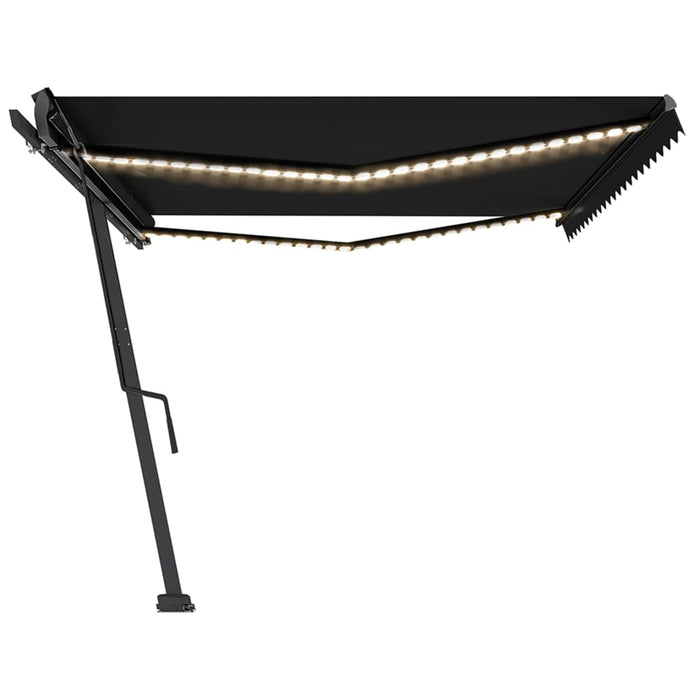 Copertină retractabilă manual cu LED, antracit, 500x350 cm