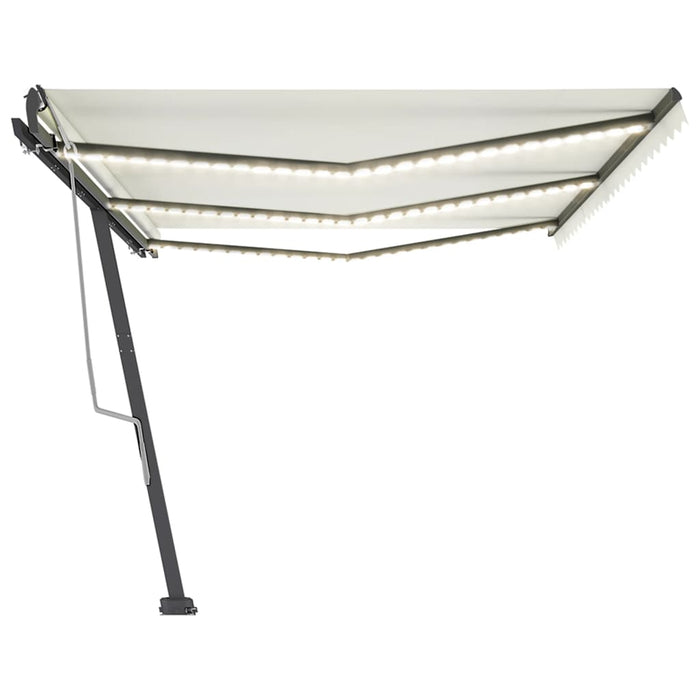 Copertină retractabilă manual cu LED, crem, 600x350 cm