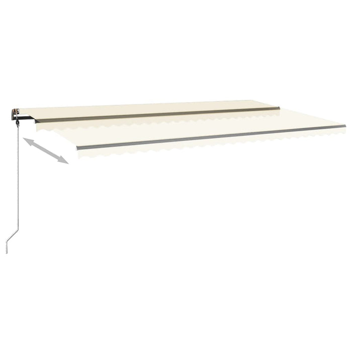 Copertină retractabilă manual cu LED, crem, 600x350 cm