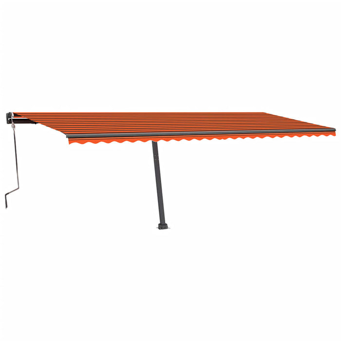 Copertină retractabilă manual, LED, portocaliu/maro, 600x350 cm