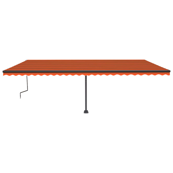 Copertină retractabilă manual, LED, portocaliu/maro, 600x350 cm