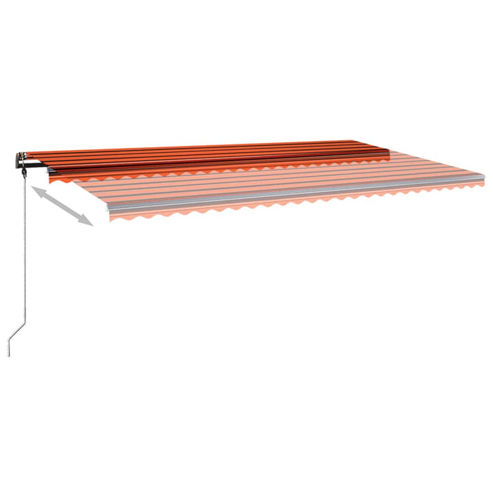 Copertină retractabilă manual, LED, portocaliu/maro, 600x350 cm