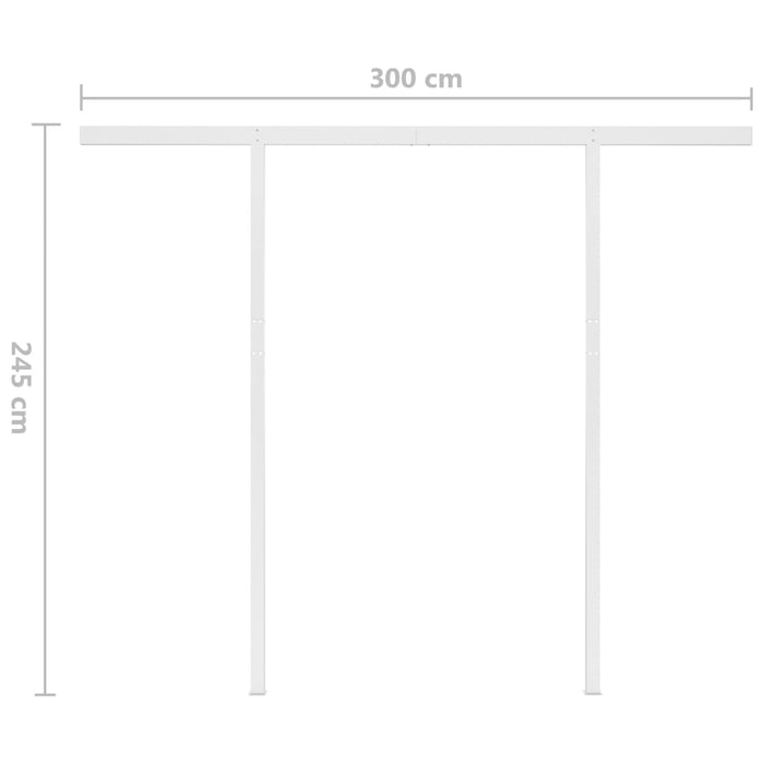 Copertină retractabilă manual cu stâlpi, galben/alb, 3x2,5 m