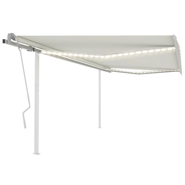 Copertină retractabilă manual, cu LED, crem, 4x3 m