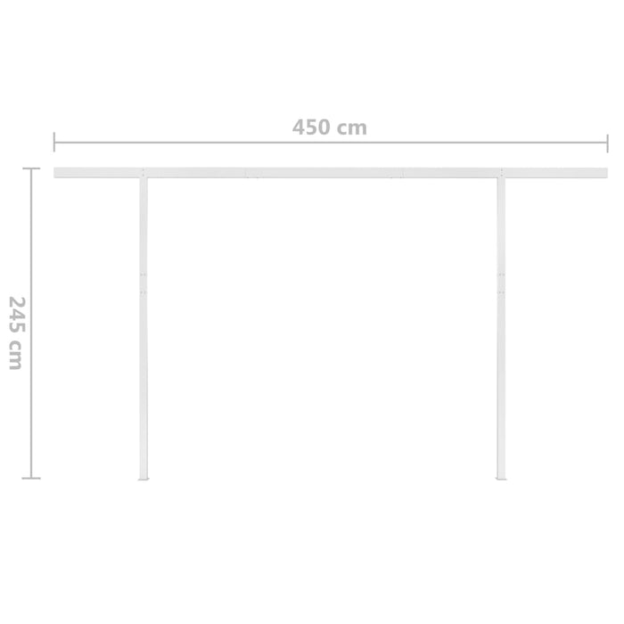 Copertină retractabilă manual, cu LED, crem, 4x3 m