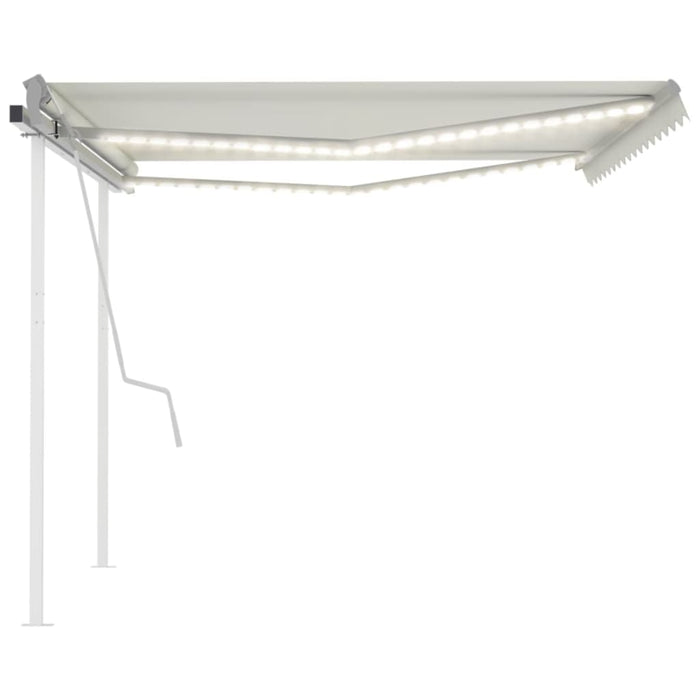 Copertină retractabilă manual, cu LED, crem, 4x3 m