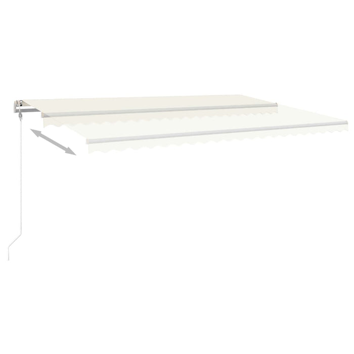 Copertină retractabilă manual, cu LED, crem, 5x3 m